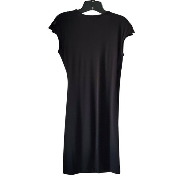 Petite Sophisticate V-Neck Surplice Midi Sheath Dress | Like New | XSP | Black - Picture 3 of 10